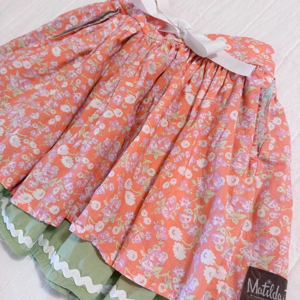 Matilda Jane Girls Valencia Skirt Orange Floral Hello‎ Lovely Size 8